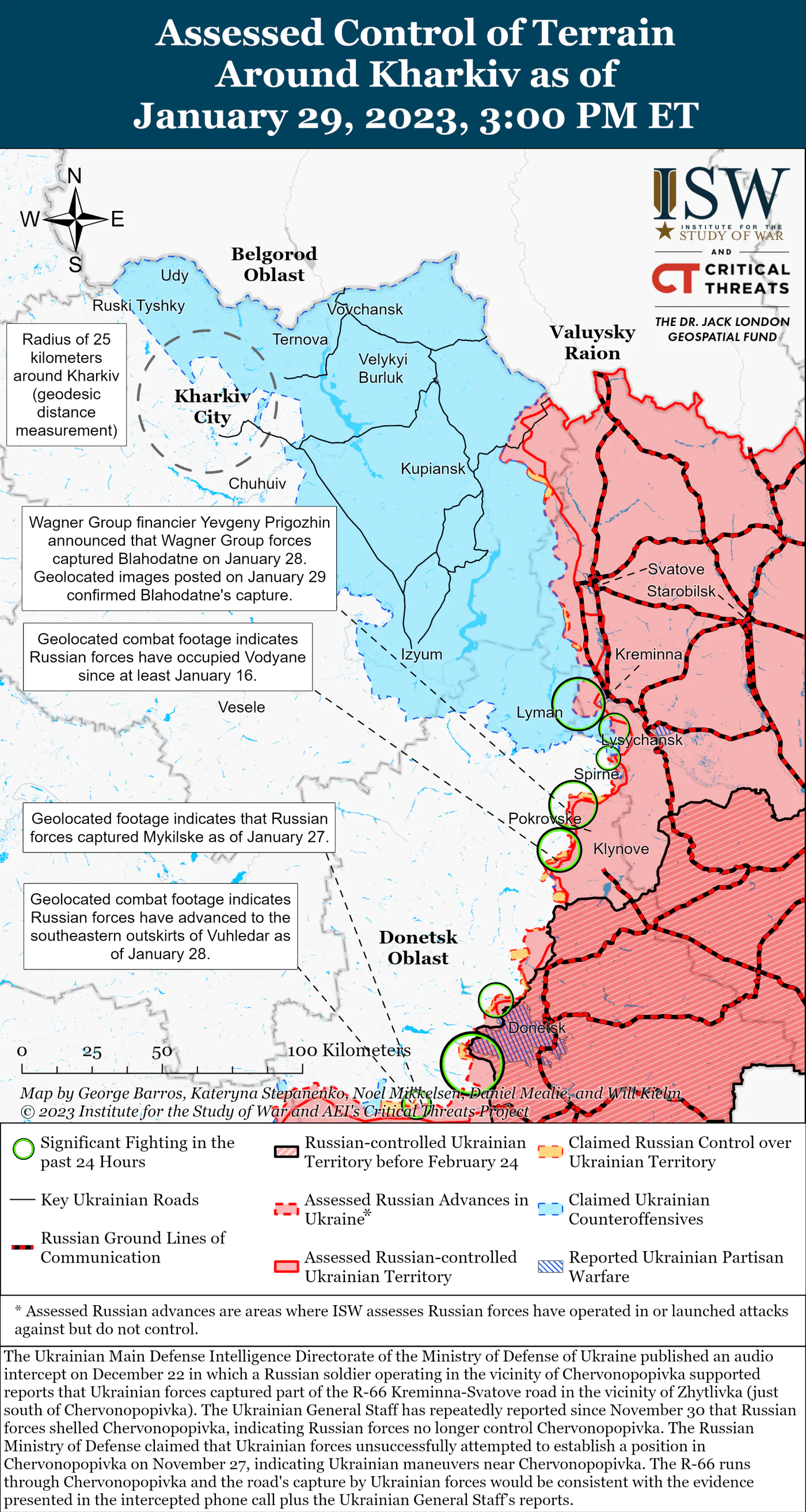 Map of hostilities on the Svatove - Kreminna line.