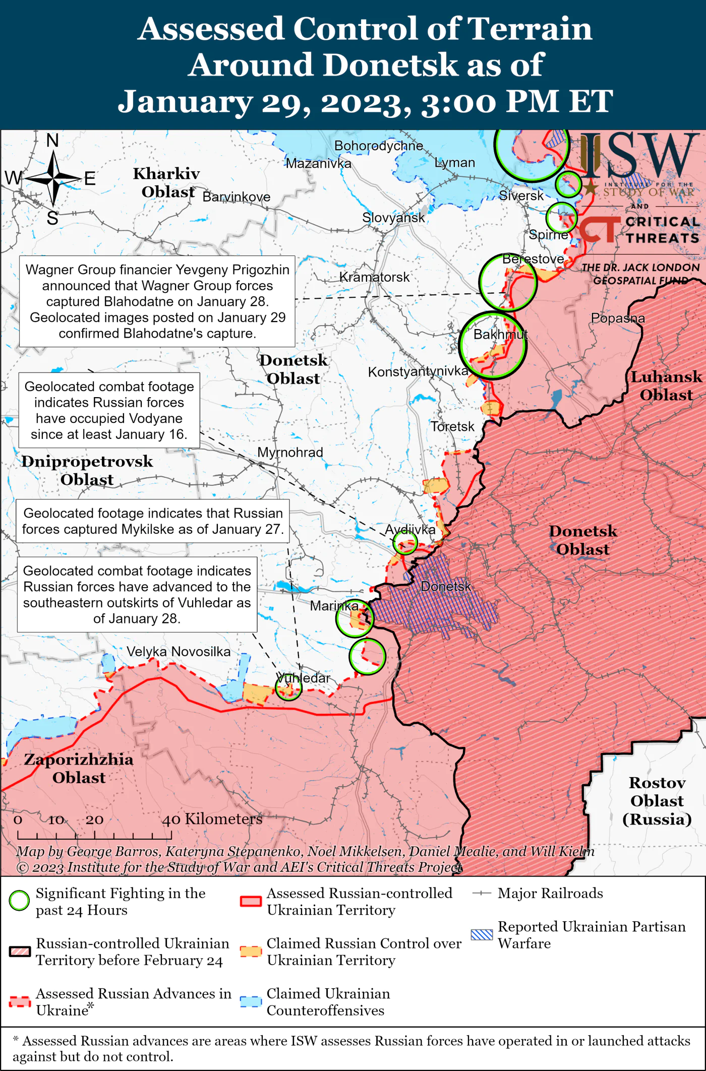 Map of battles in Donetsk region