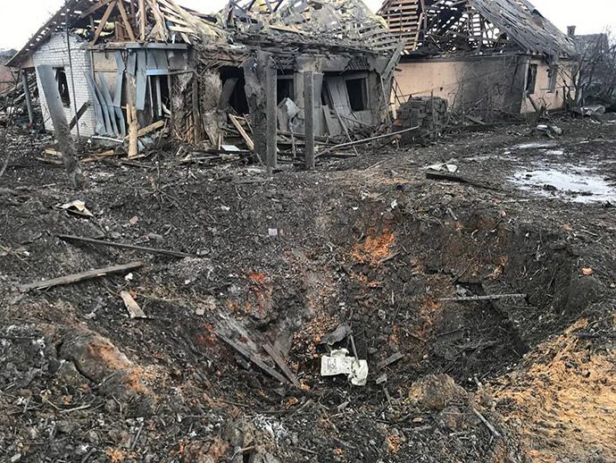 Consequences of shelling and bombing in the once green Okhtyrka