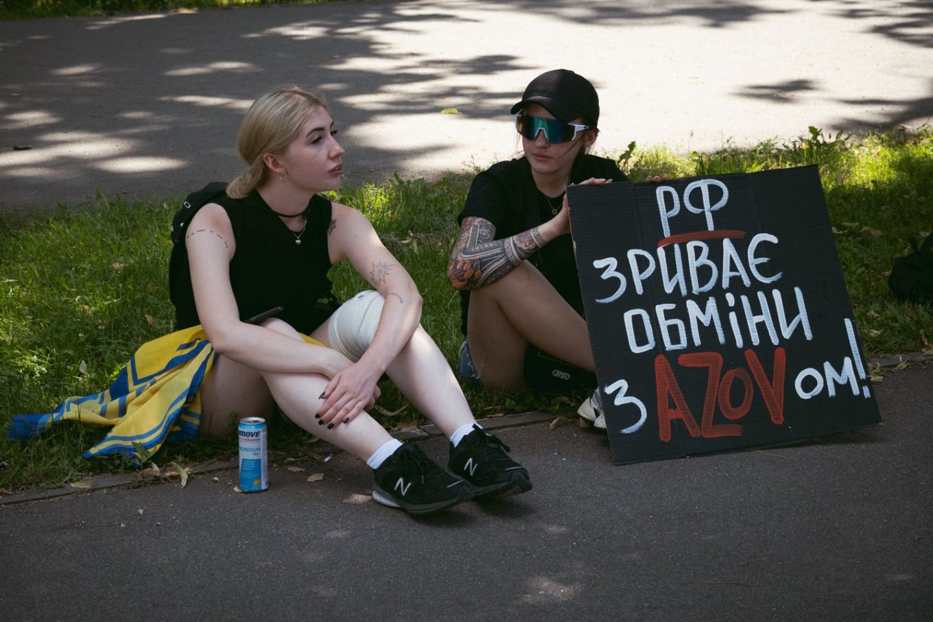 Yuliia at weekly rallies. Photo provided by the defender’s wife Yuliia at weekly rallies. Photo provided by the defender’s wife