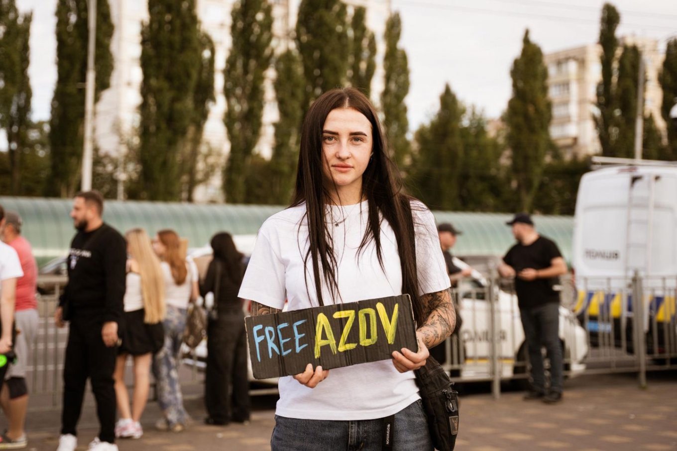 Yuliia during a weekly rally in support of prisoners of war and the missing. Photo: Anastasiia Stupak Yuliia during a weekly rally in support of prisoners of war and the missing. Photo: Anastasiia Stupak