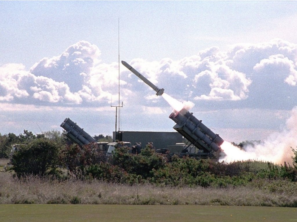 Launch of the Harpoon anti-ship missile from the ground launcher.