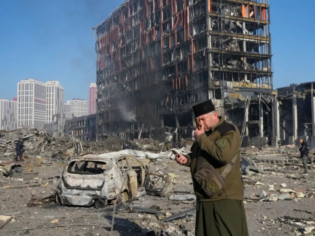 destroyed supermarket in Kyiv, March 2021