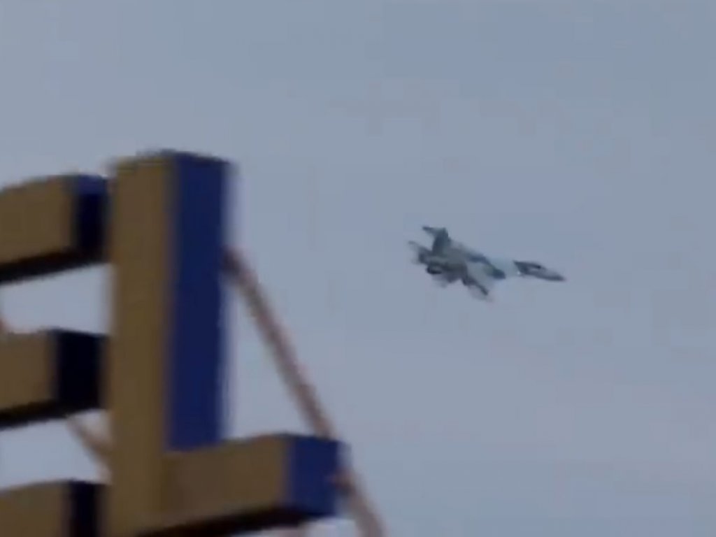 Su-27 fighter of the Ukrainian Air Force over Bakhmut. January 2023. Ukraine