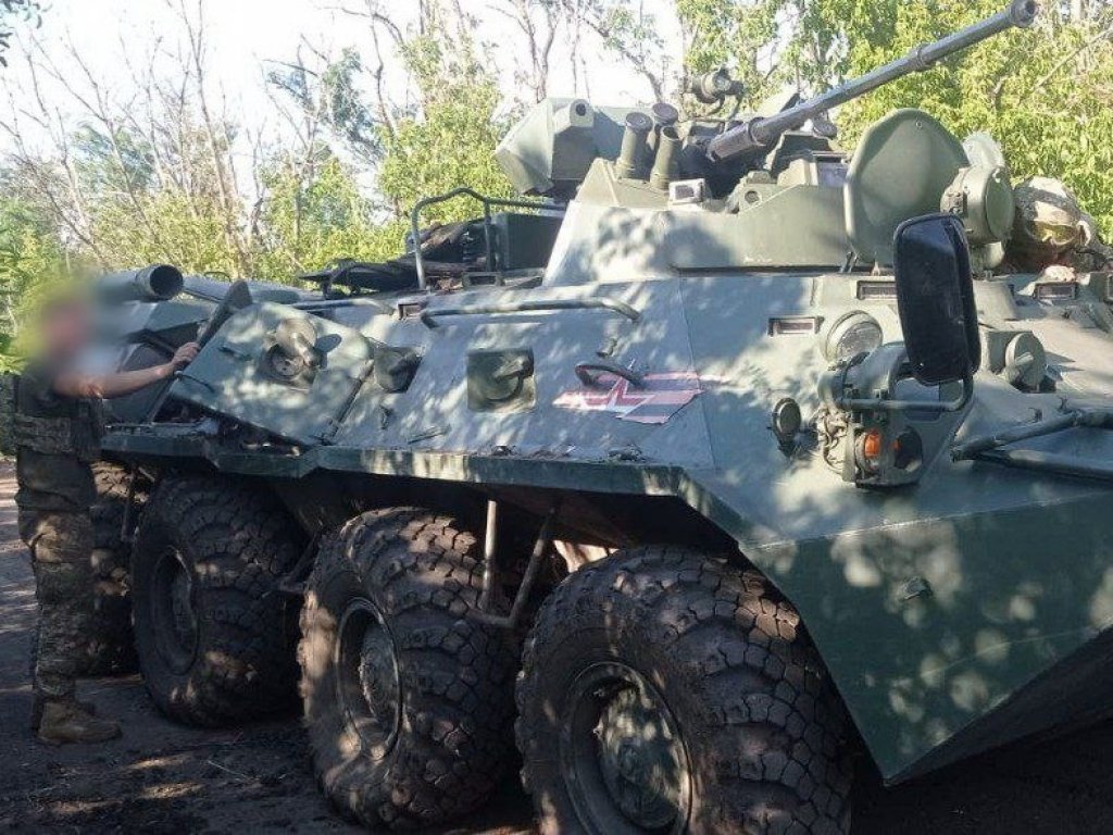 Trophy Russian BTR-82A armored personnel carrier in the ZSU, July 2022, Kharkiv region.