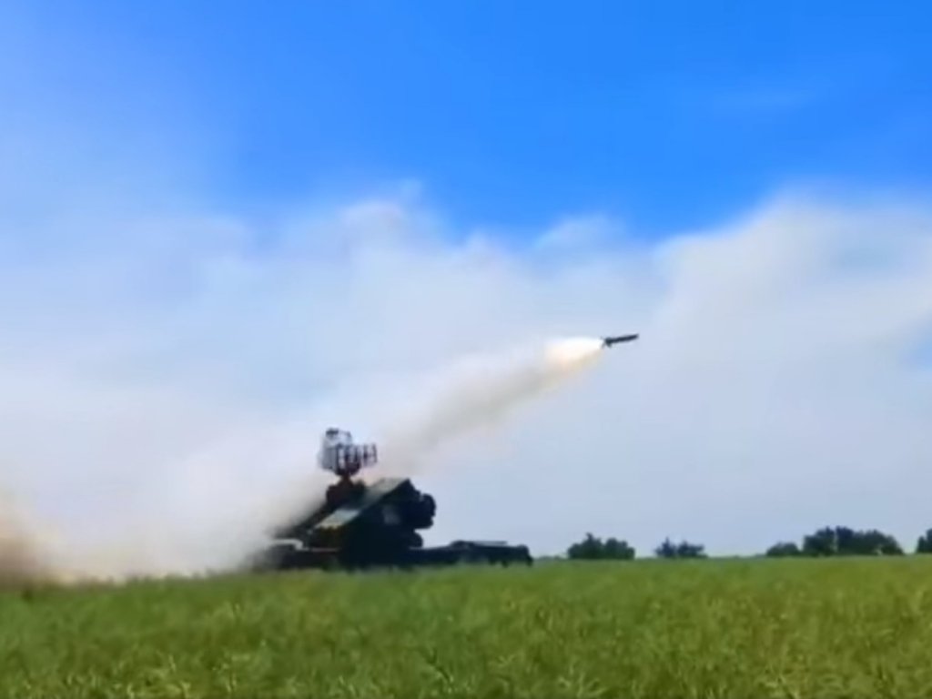 Launch of an anti-aircraft missile of the Osa-AKM (SA-8 